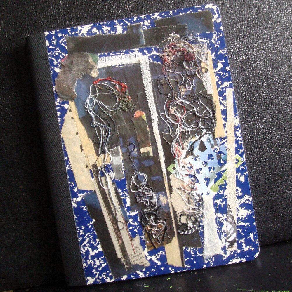 Abstract Mixed Media Collage Cover Notebook Journal Upcycle